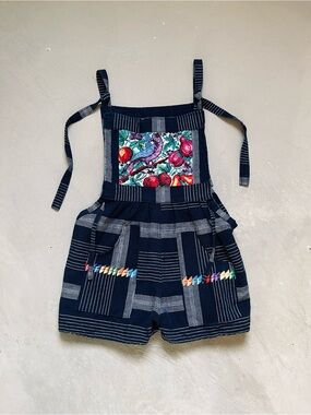 Guatemalan Handmade Embroidered Huipil Ikat Boho Cottage Shorts Romper size XS